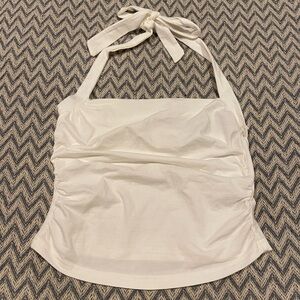 SHEIN White Ruched Halter Tank Top – Size Medium